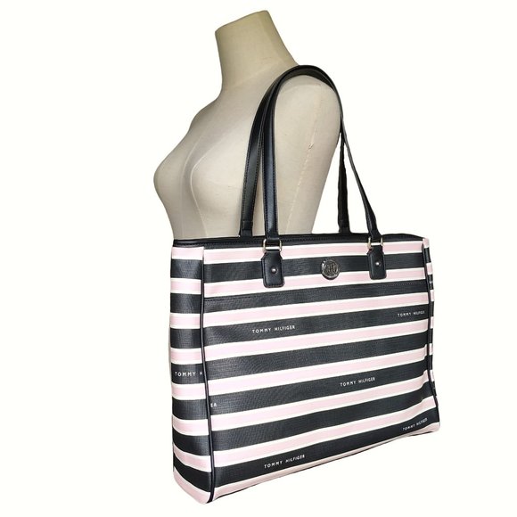 tommy hilfiger striped tote bag